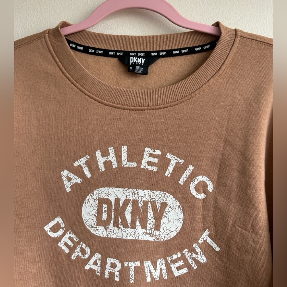 NWT DKNY Brown Cropped Sweatshirt with White Print - Picture 4 of 9
